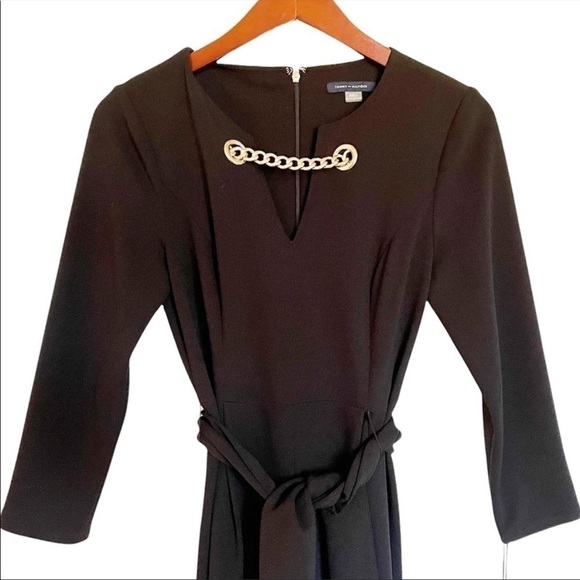 TOMMY HILFIGER NWT Statement Tie Waist Jumpsuit Size 4 in Black - Picture 4 of 15